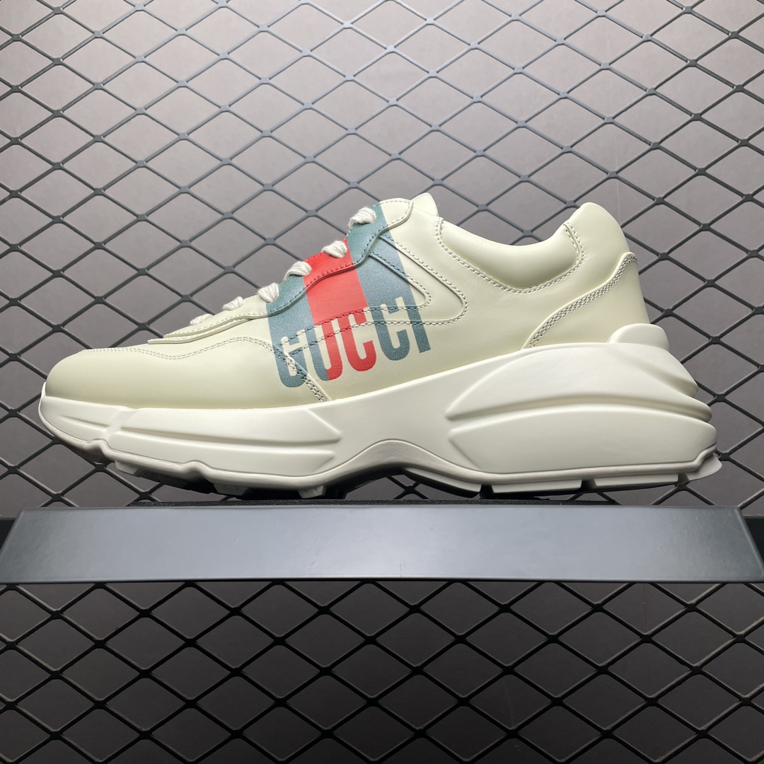 GUCCI Men's Rhyton sneaker in ivory leather（816179UPG009522）