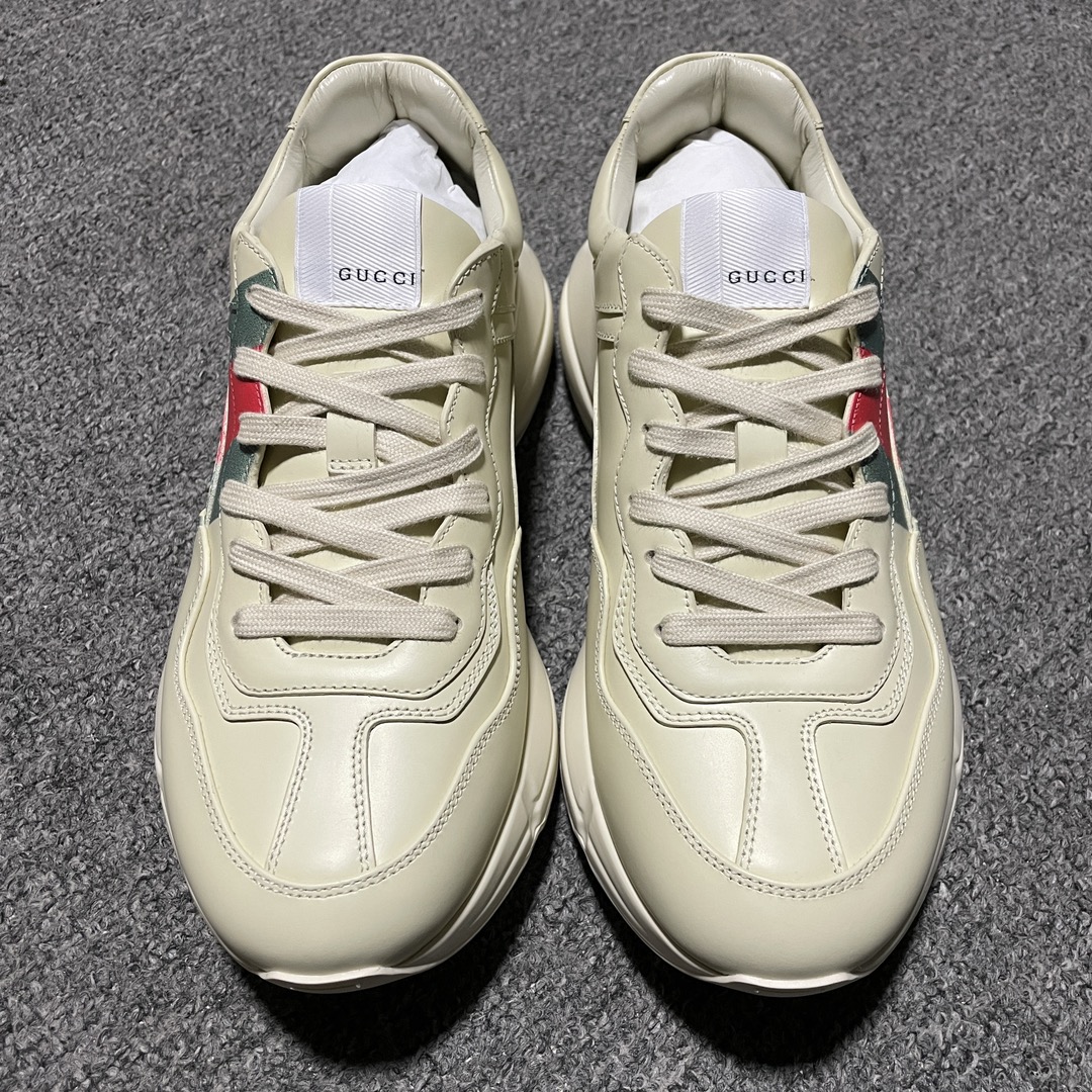 GUCCI Men's Rhyton sneaker in ivory leather（816179UPG009522）