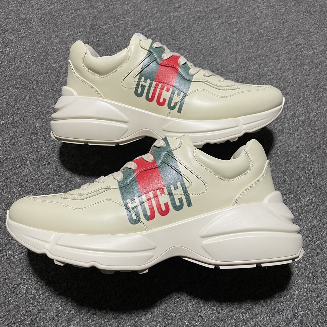 GUCCI Men's Rhyton sneaker in ivory leather（816179UPG009522）