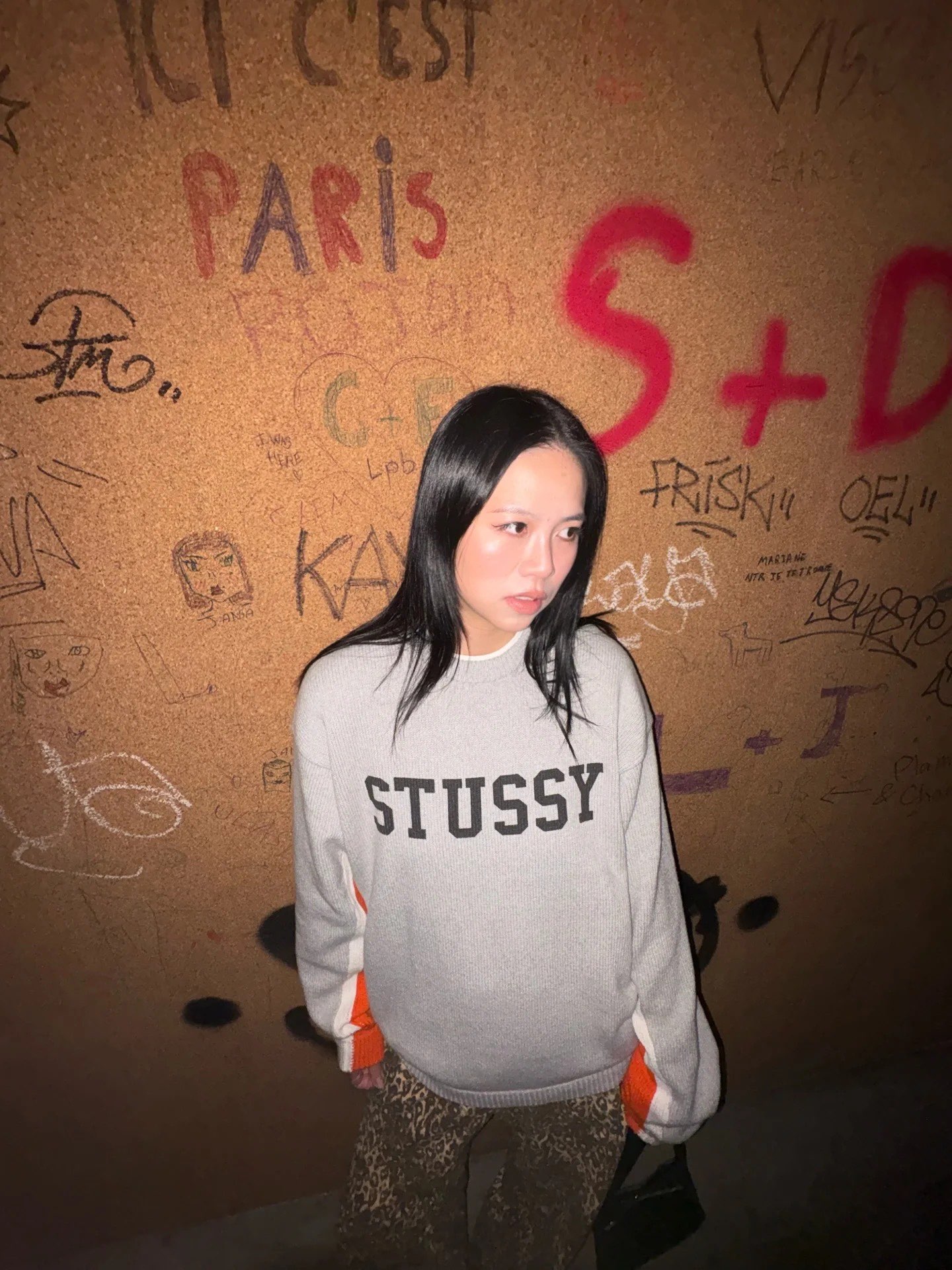 STUSSY CONTRAST STRIPE CREW  RELAXED FIT（117253）