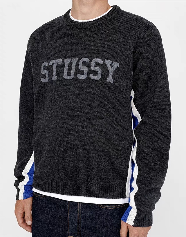 STUSSY CONTRAST STRIPE CREW RELAXED FIT(117253) STUSSY CONTRAST STRIPE CREW RELAXED FIT(117253)