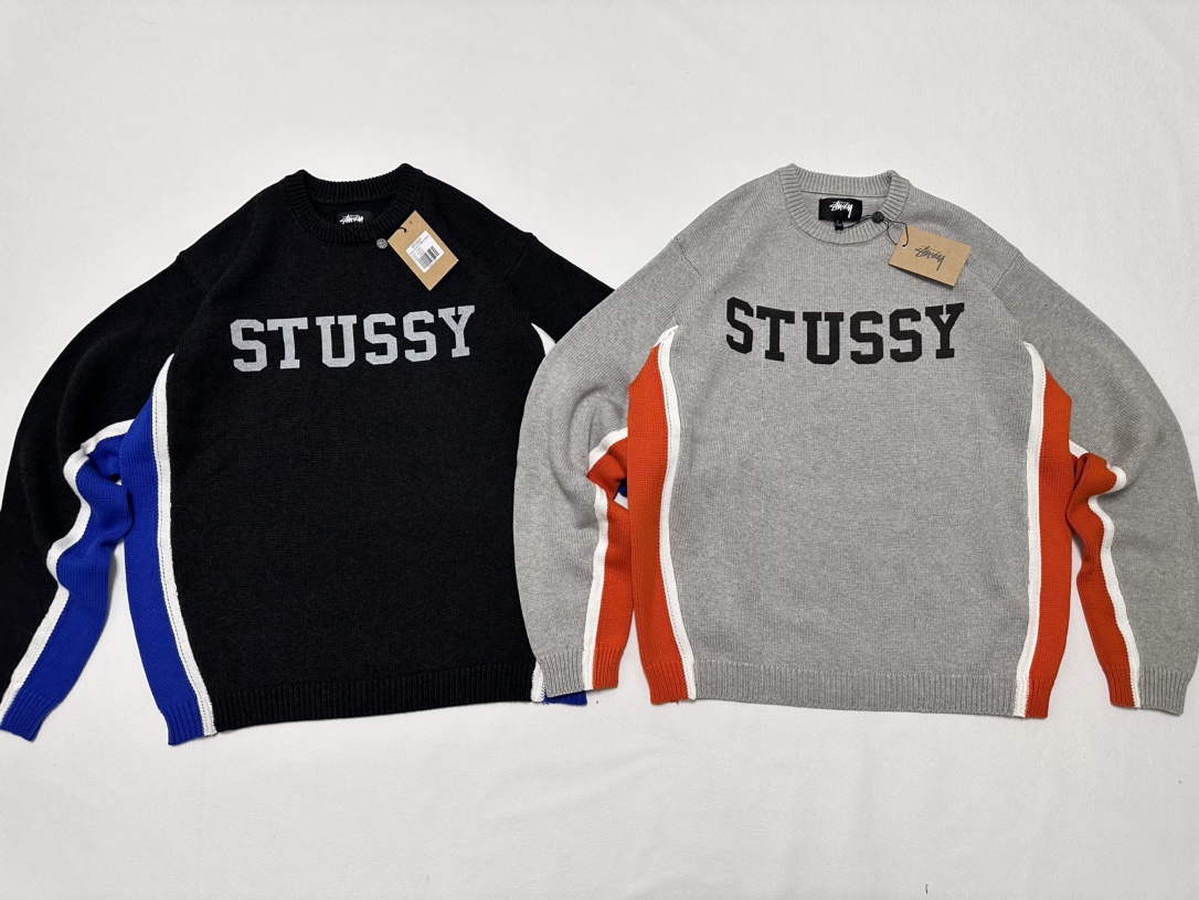 STUSSY CONTRAST STRIPE CREW  RELAXED FIT（117253）