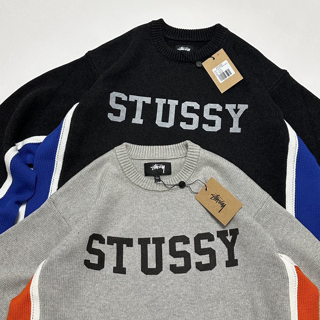 STUSSY CONTRAST STRIPE CREW RELAXED FIT(117253) STUSSY CONTRAST STRIPE CREW RELAXED FIT(117253)