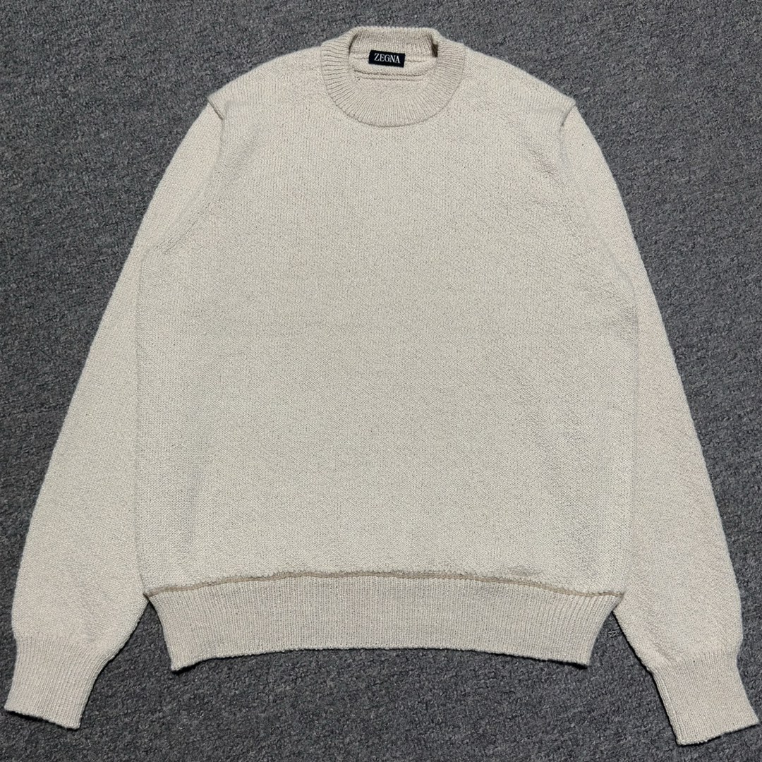 Zegna Light grey melange Oasi Cashmere crewneck（38PGTU77）