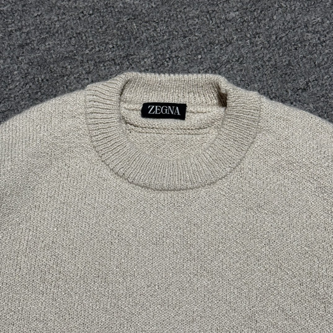 Zegna Light grey melange Oasi Cashmere crewneck（38PGTU77）