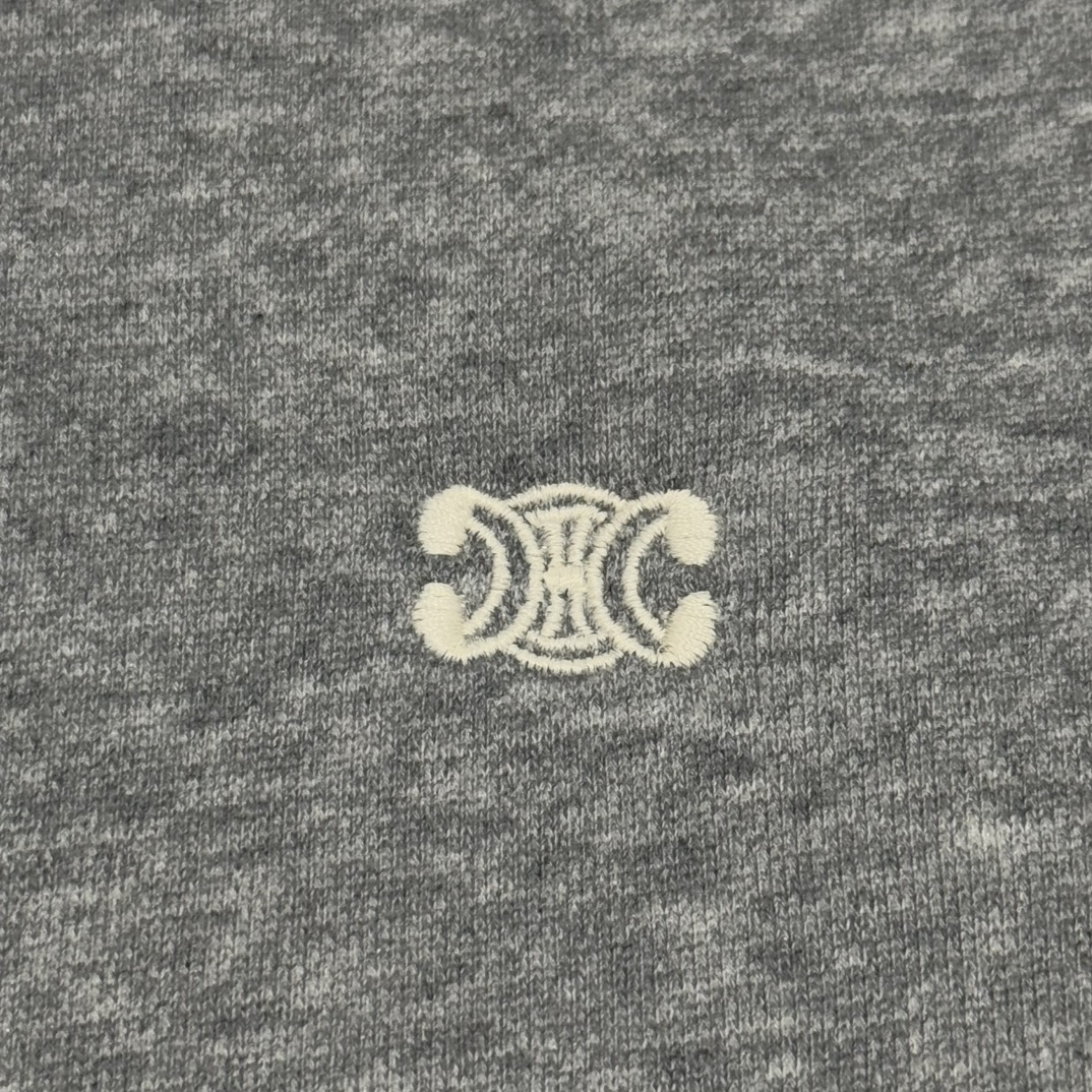 Celine Grey  Triomphe Zip Hoodie  (2Y36D450I-09MB）