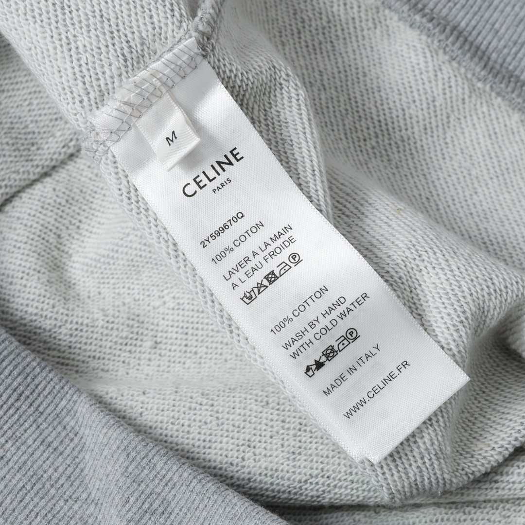 CELINE Triomphe hoodie in cotton and cashmere (2Y377450I-09ME）