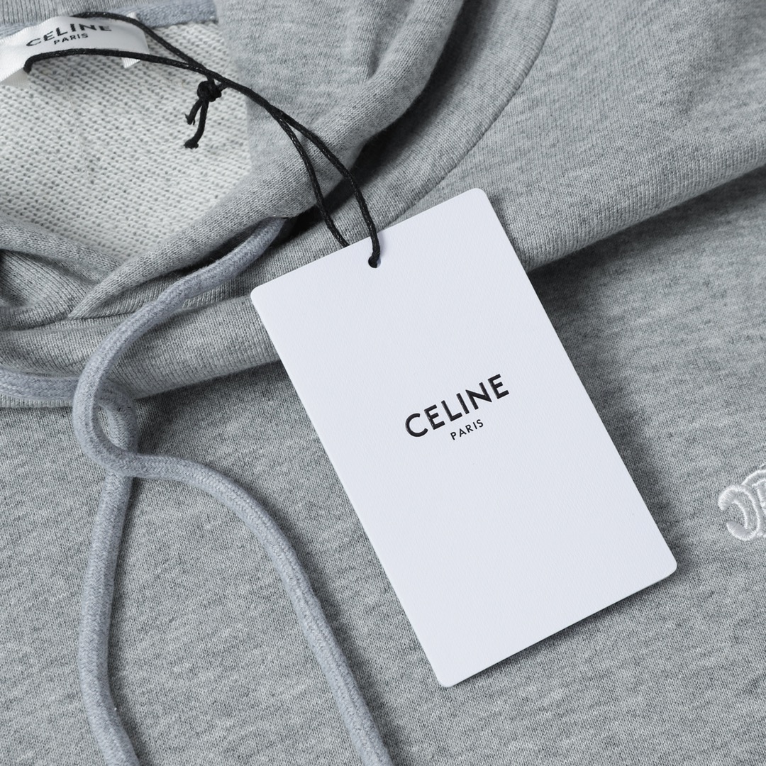 CELINE Triomphe hoodie in cotton and cashmere (2Y377450I-09ME）