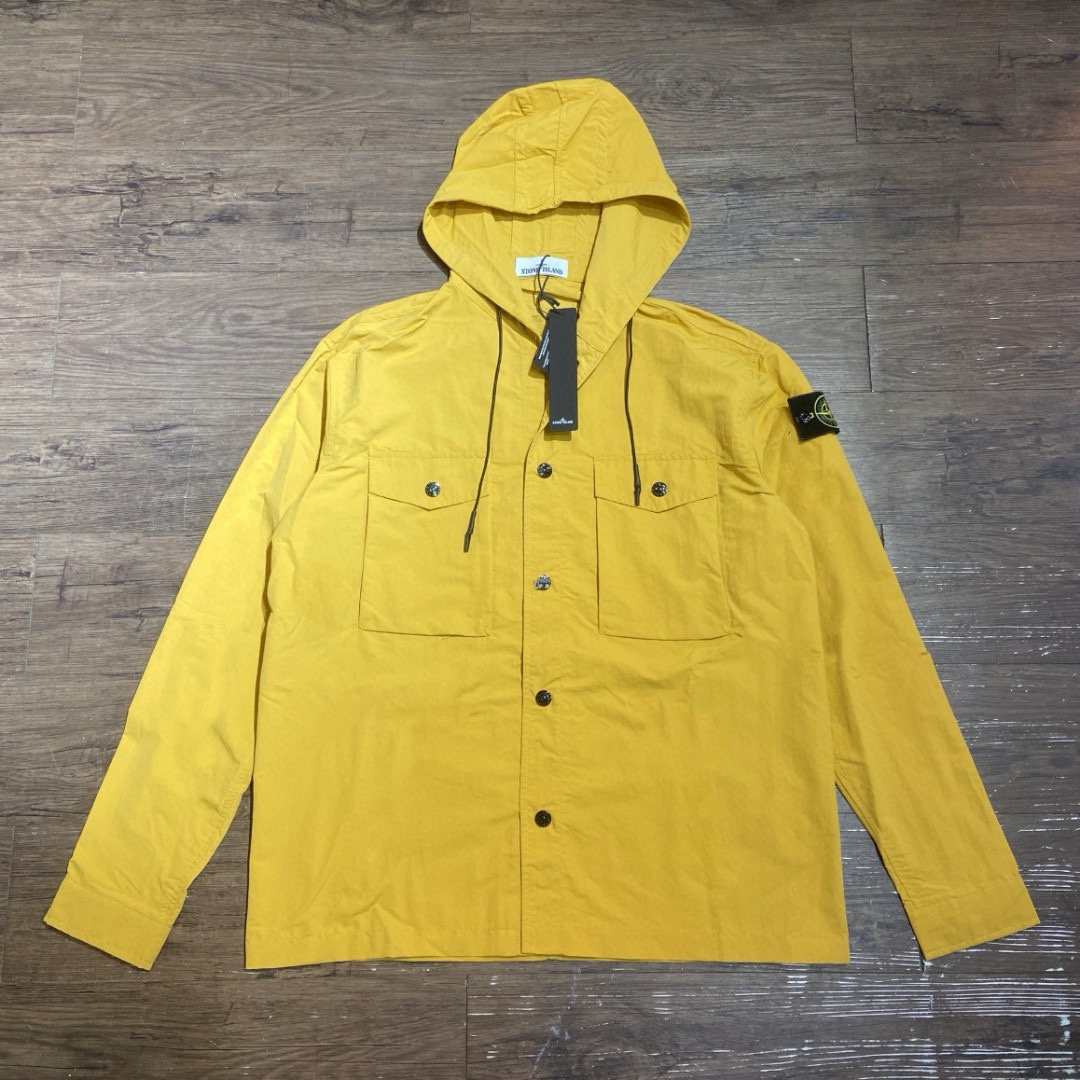 Stone Island Garment Dyed Hooded Button Overshirt（721512408-V0058）