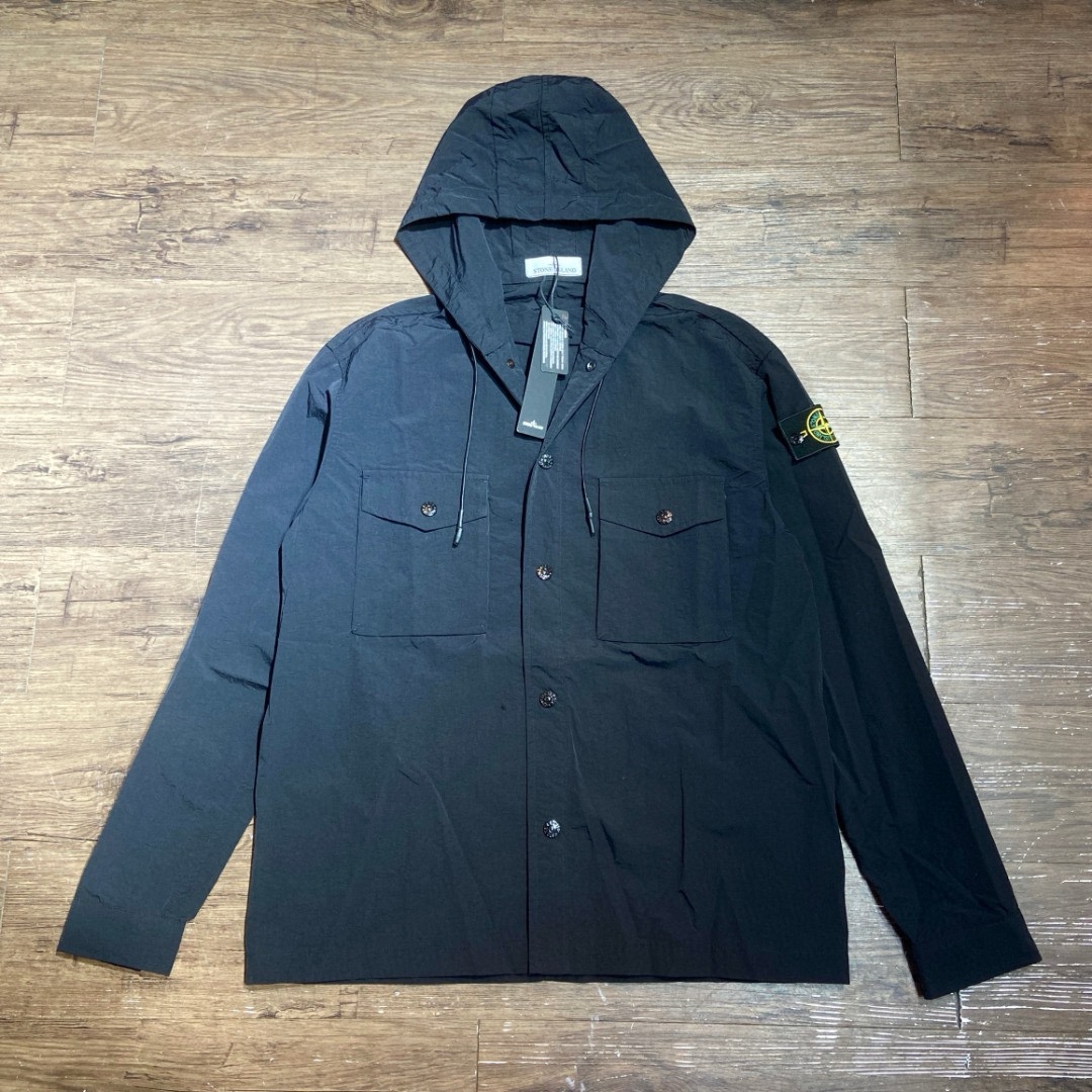 Stone Island Garment Dyed Hooded Button Overshirt（721512408-V0058）