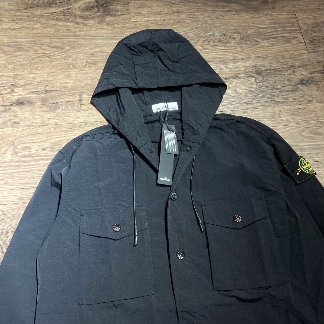 Stone Island Garment Dyed Hooded Button Overshirt（721512408-V0058）