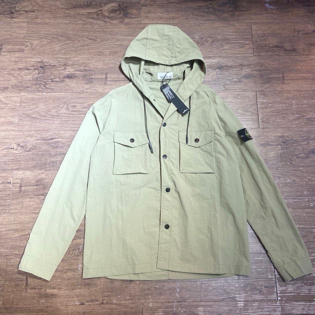 Stone Island Garment Dyed Hooded Button Overshirt（721512408-V0058）