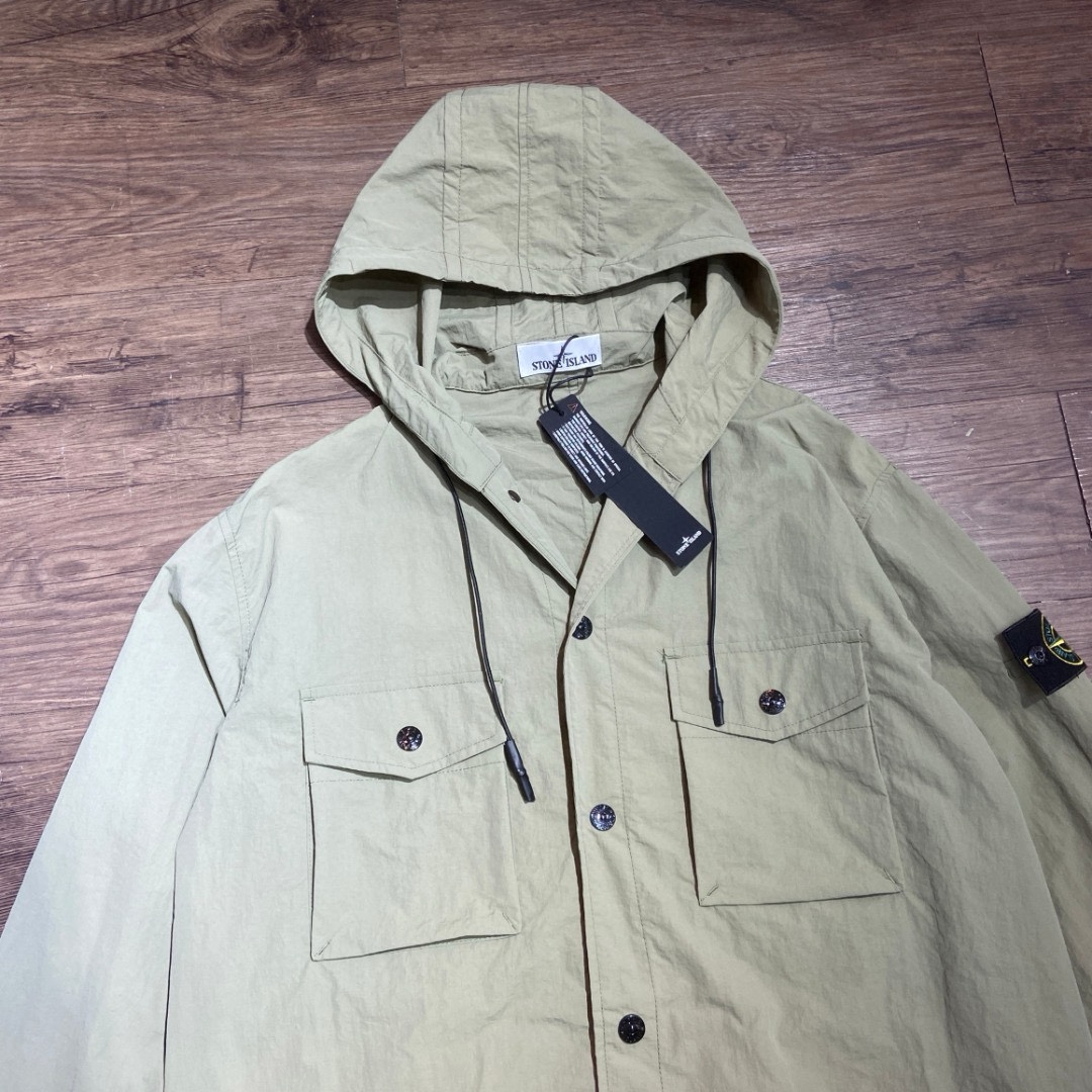 Stone Island Garment Dyed Hooded Button Overshirt（721512408-V0058）