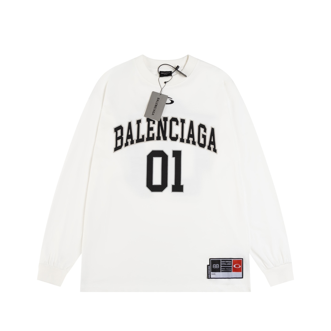 BALENCIAGA  Men's Basketball Series - Long Sleeve T-Shirt, Large Fit (796917TRVW99016）