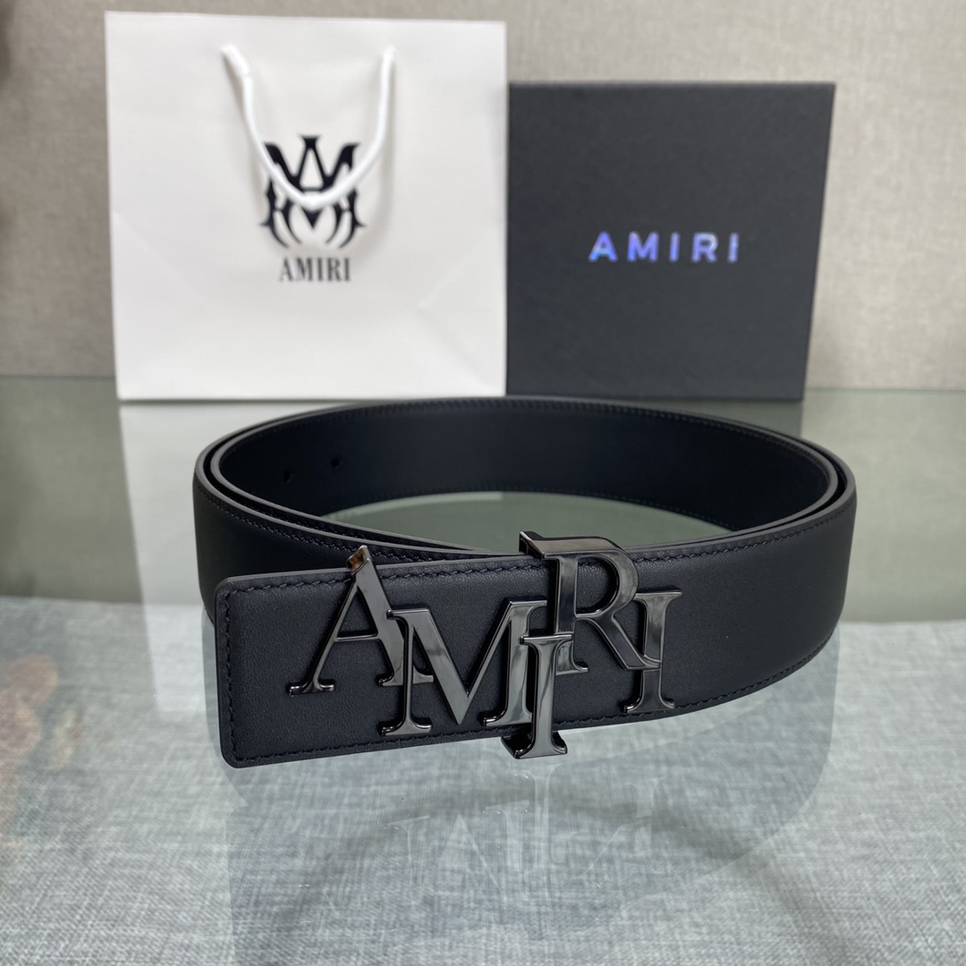 Amiri Staggered Belt 'Black/Nickel'（PS24MAL005 054）