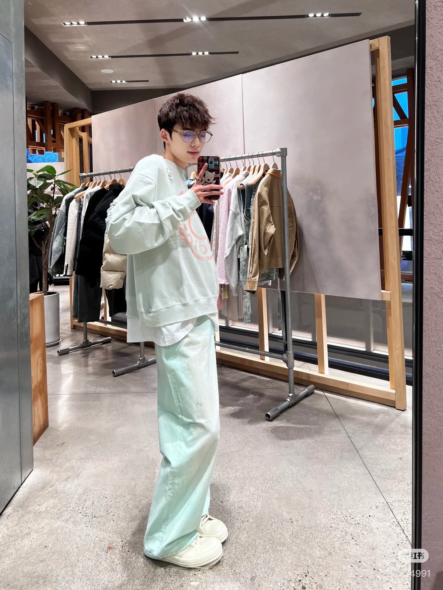 Acne Studios 1981M Baggy Fit Jeans 'Mint Green' (B00394-MINT GREEN）