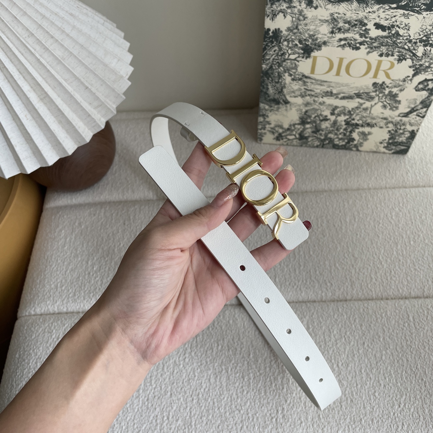 Dior calfskin leather belt, unisex, black, 2 cm wide（B0176UVWV_M900）