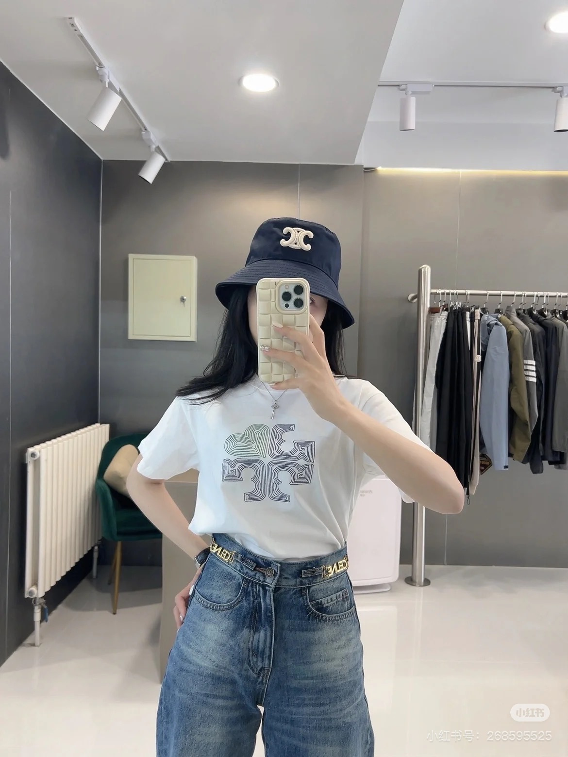 CELINE Triomphe Cotton Twill Fisherman's Hat（2AUE5968P.38NO）