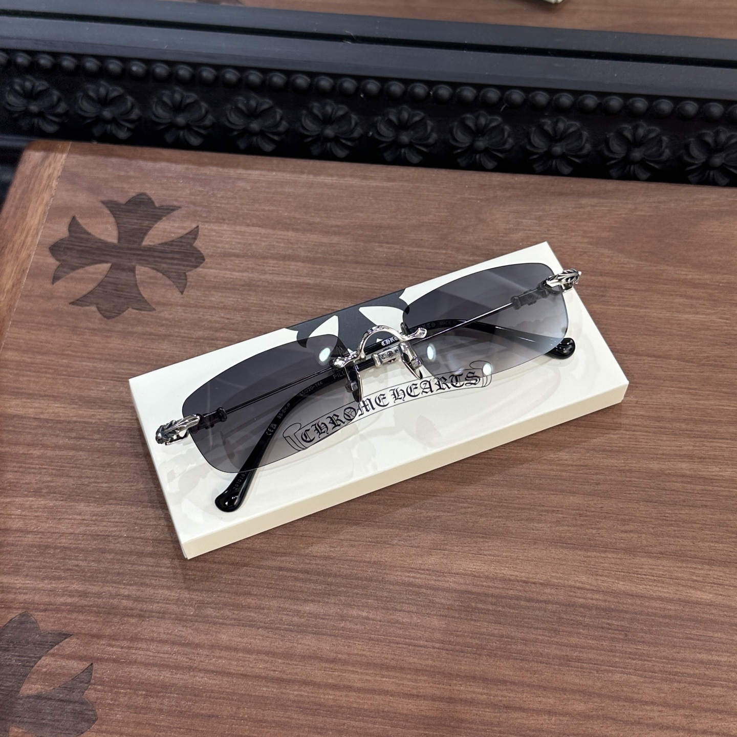 Chrome Hearts eyeglasses frame PILLS III GP-BK-P 55, floral square design, suitable for both men and women(CHROME HEARTS 428)
