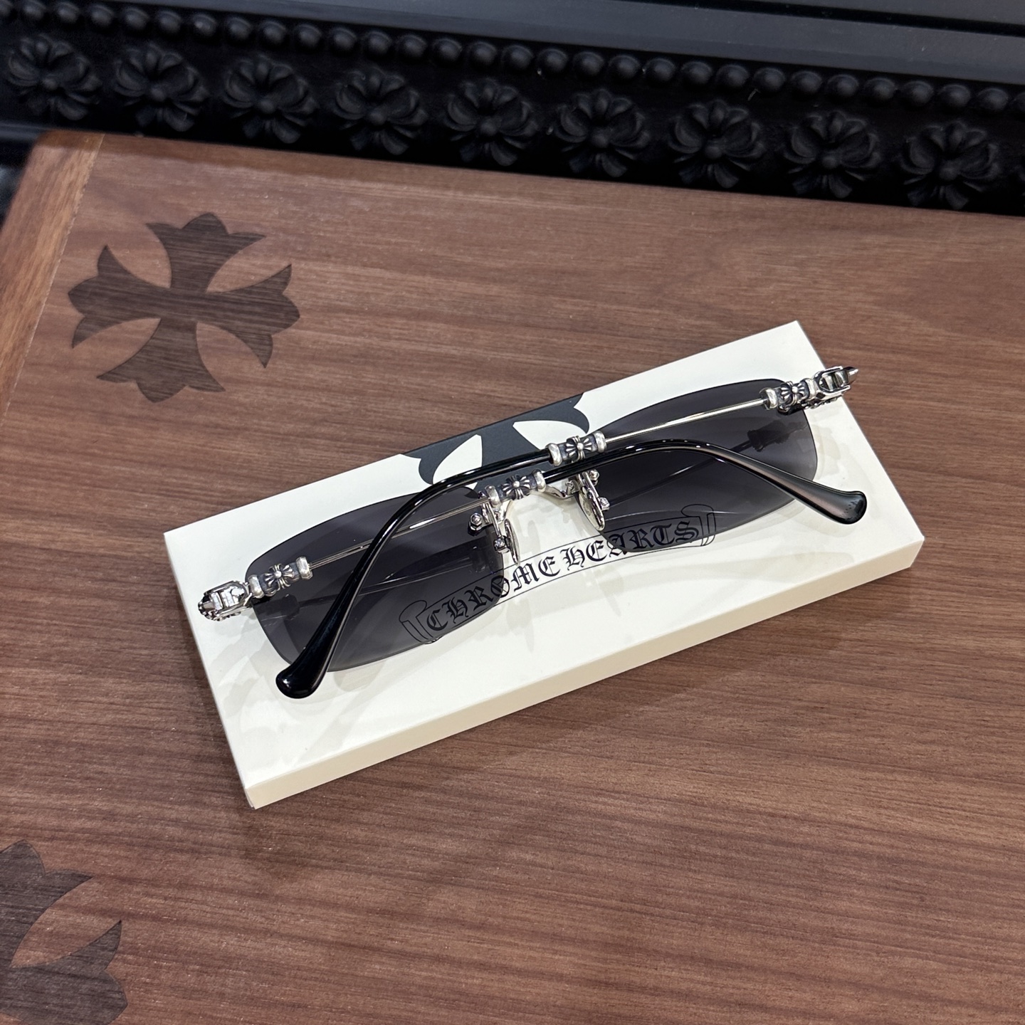 Chrome Hearts eyeglasses frame PILLS III GP-BK-P 55, floral square design, suitable for both men and women(CHROME HEARTS 428)