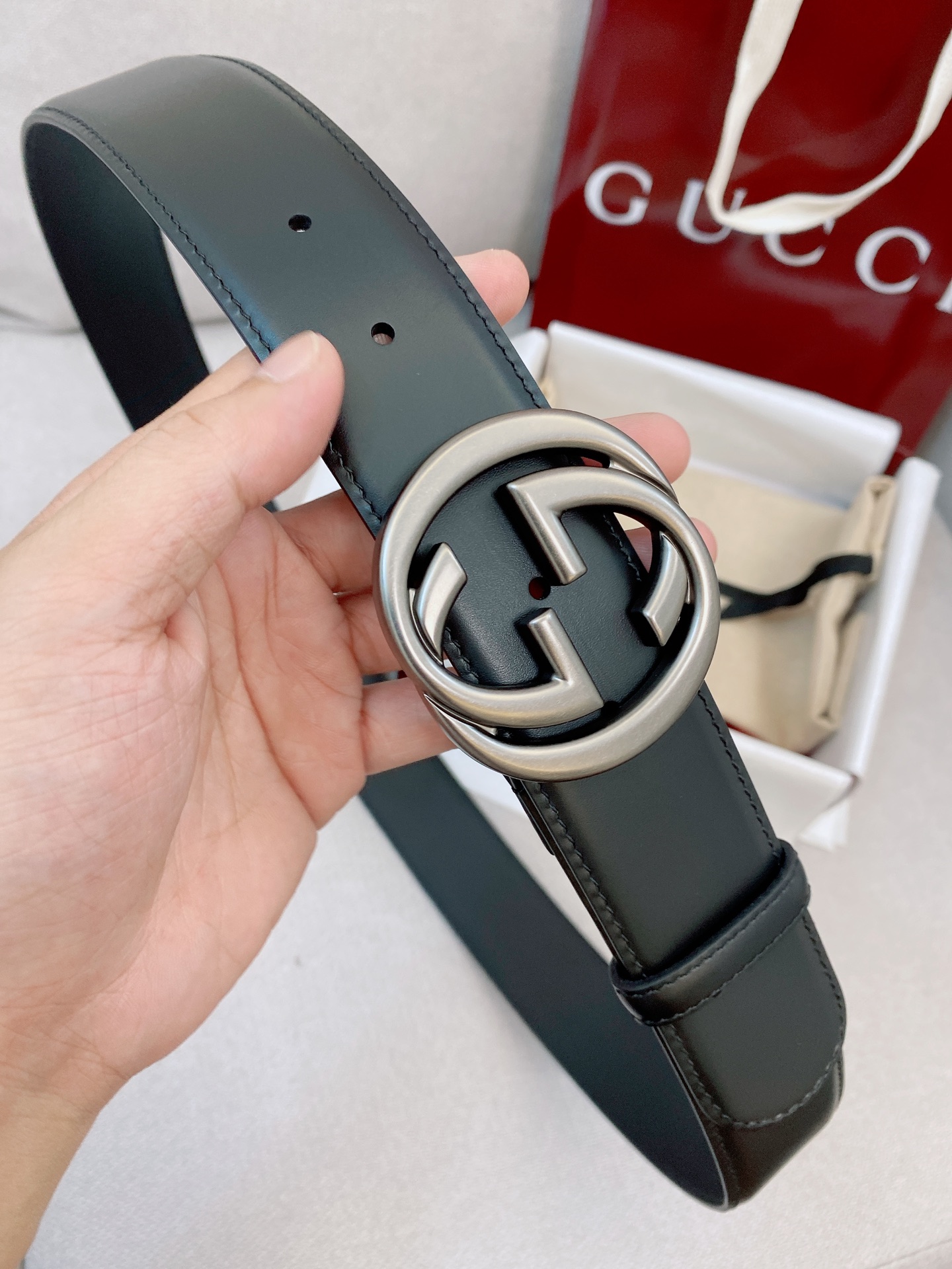 Gucci Interlocking G Buckle Belt-4cm（7741530YA0X1000）