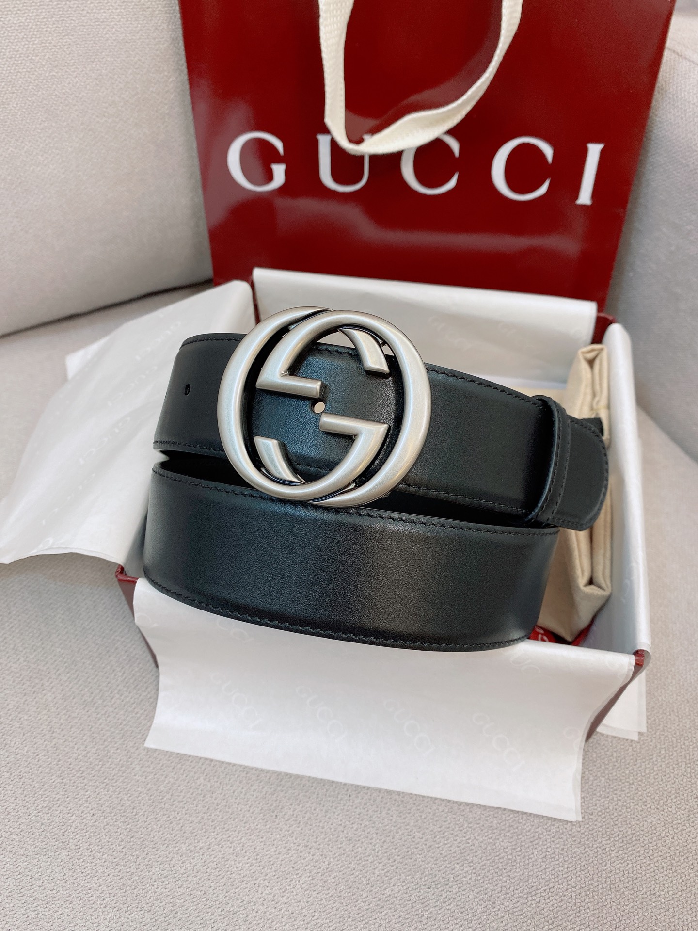 Gucci Interlocking G Buckle Belt-4cm（7741530YA0X1000）