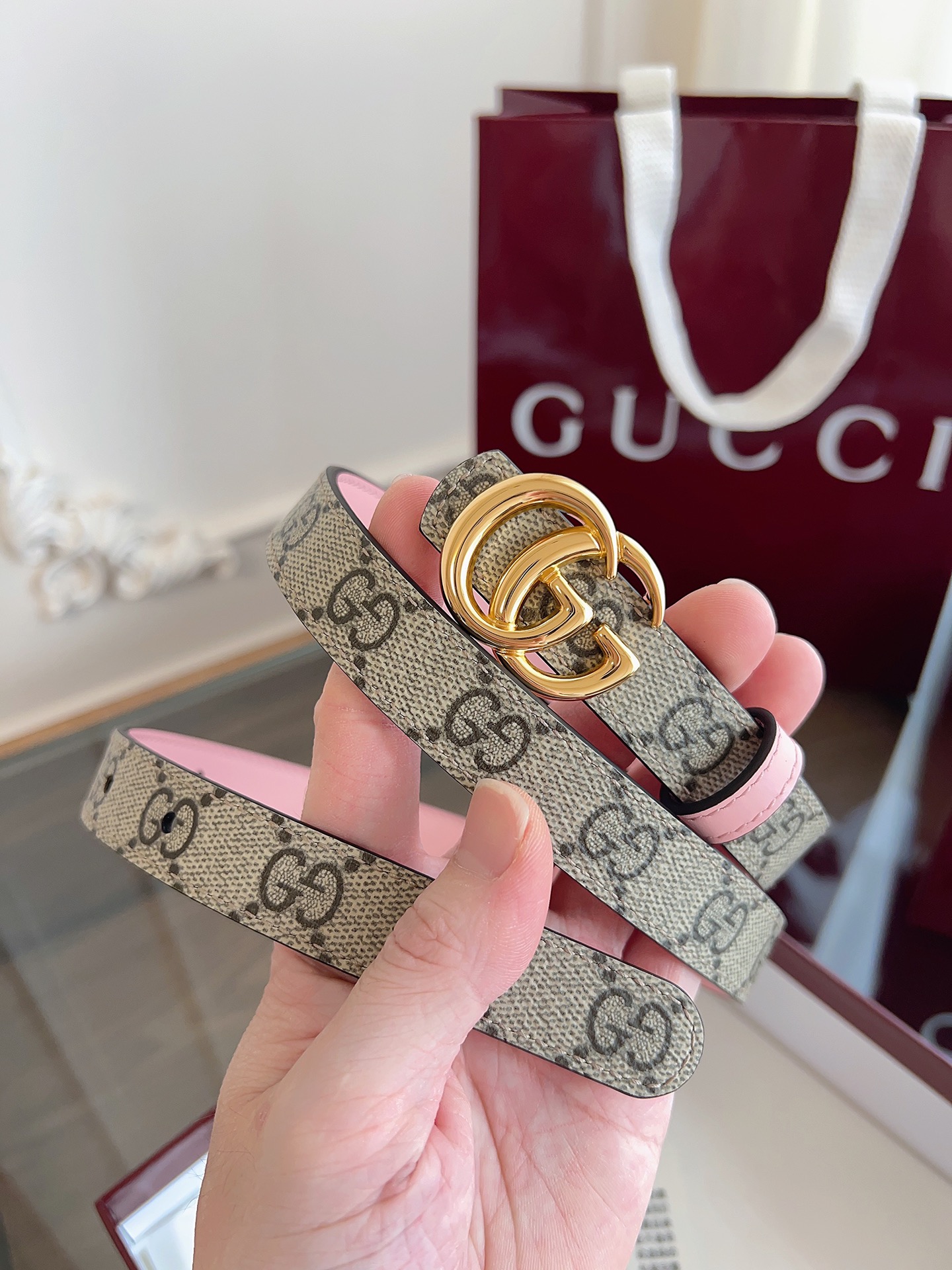 Gucci [GG logo] Reversible belt-2cm（847132 FAFCN 9759）