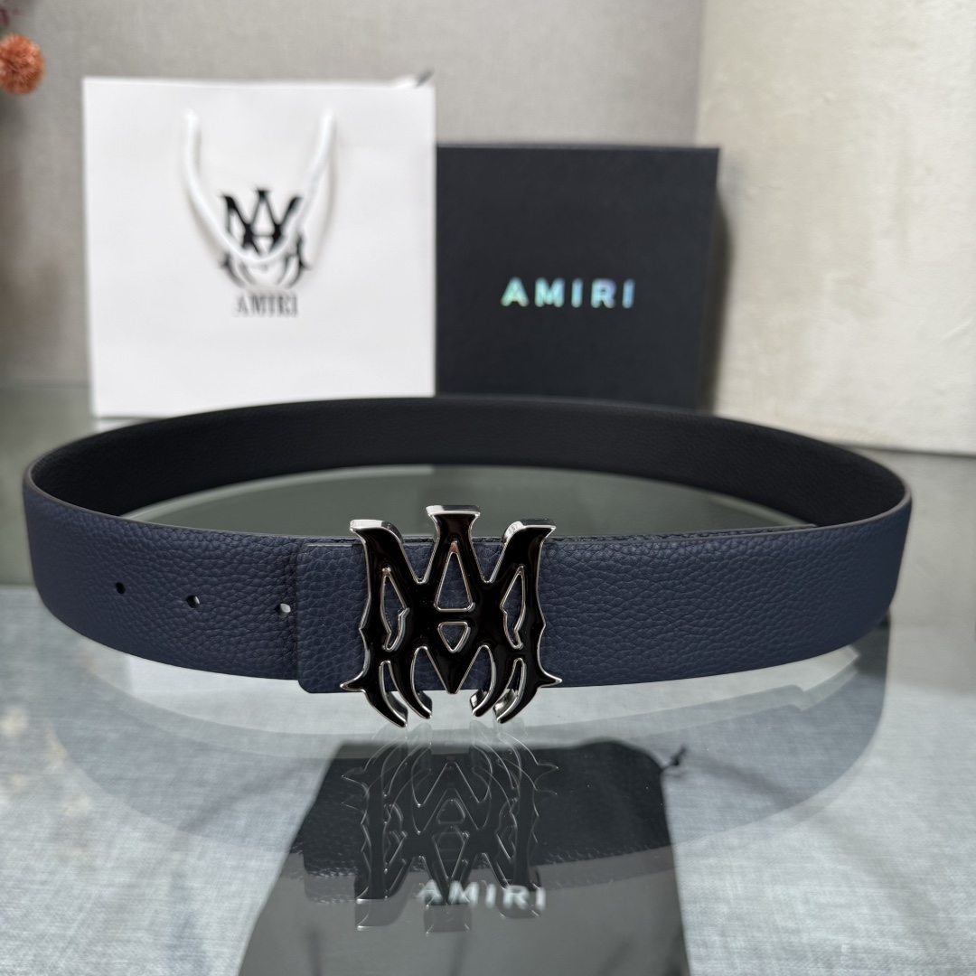 Amiri Pebbled 4cm MA Belt 'Black'（ PS22MAL009 001）