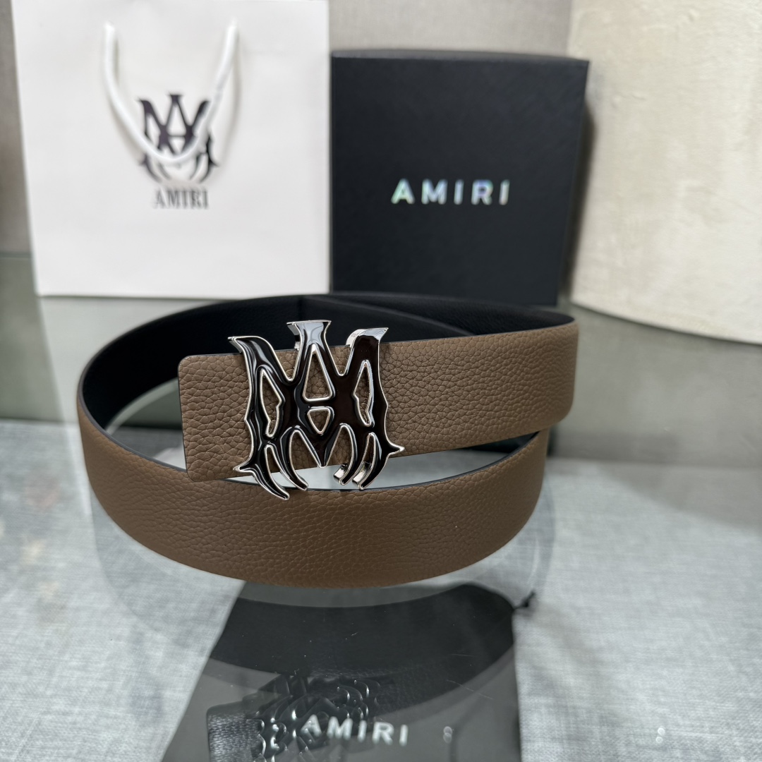 Amiri Pebbled 4cm MA Belt 'Black'（ PS22MAL009 001）