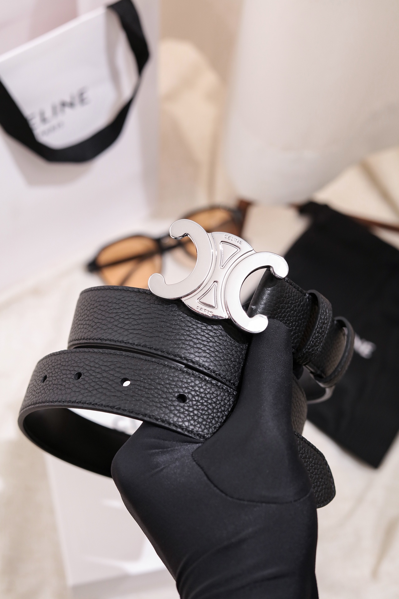 CELINE Triomphe Belt（45BIE3AUY.38SI）