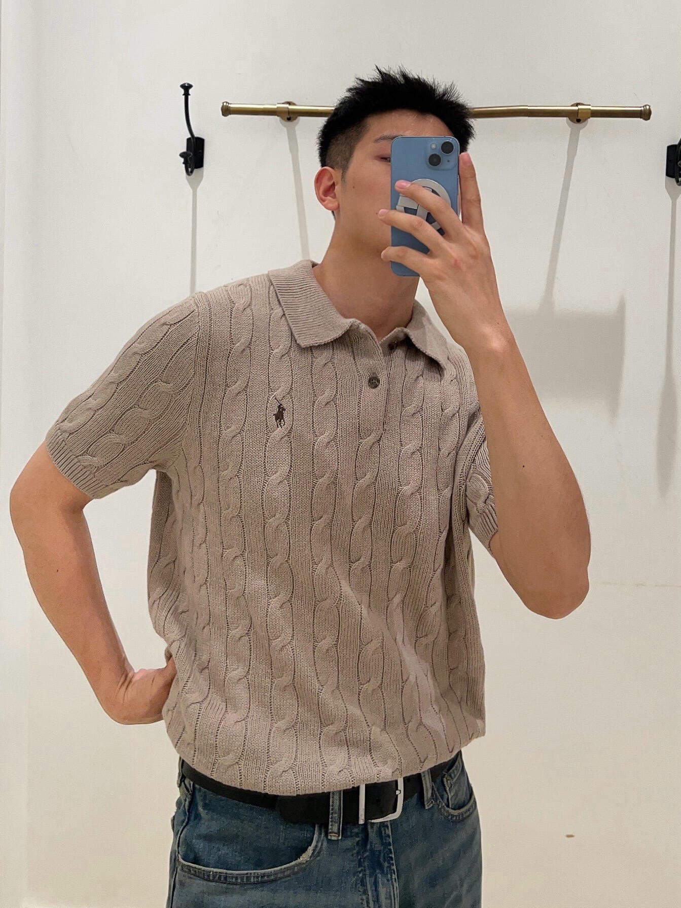 Polo Ralph Lauren Standard Edition Cable Knit Cotton Polo Collar Knit Sweater（MNPOSWE1N820014-400）