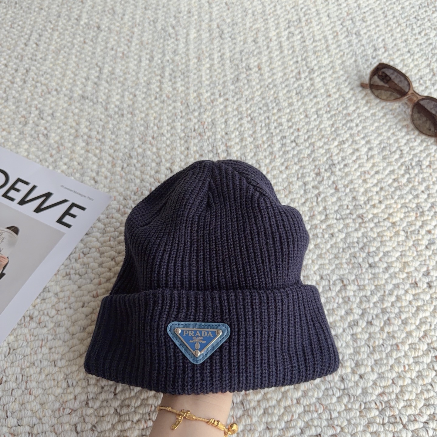 PRADA Ribbed Knit Hat（2HC4263IM）