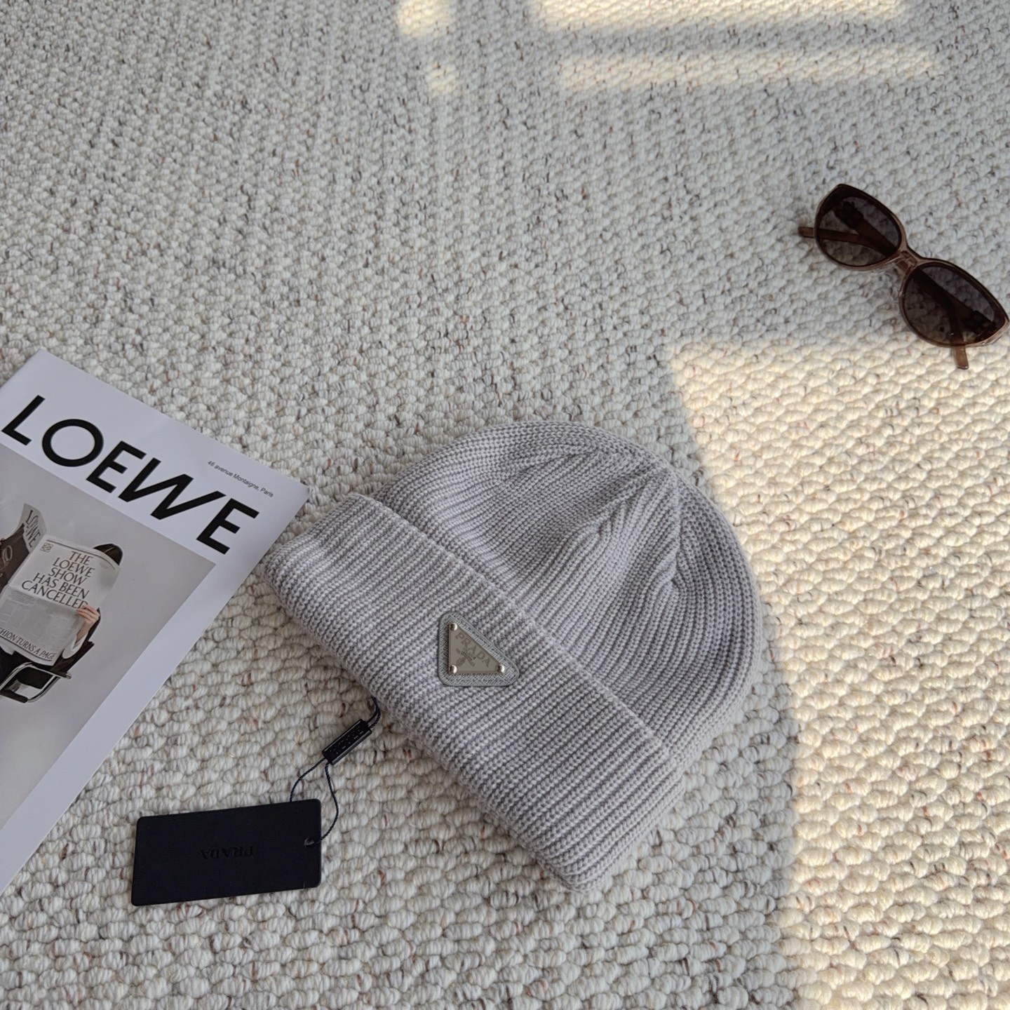 PRADA Ribbed Knit Hat（2HC4263IM）