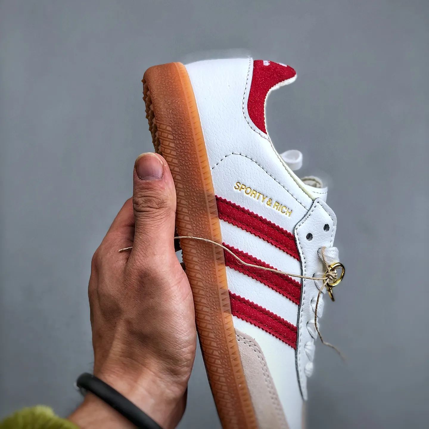 Sporty & Rich × adidas Originals Samba OG "White/Burgundy"（IF5660）