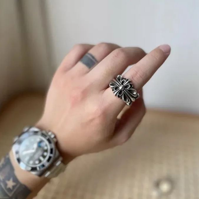   CHROME HEARTS クロムハーツ ダブルフローラルクロスリング（CH-JZ-275）