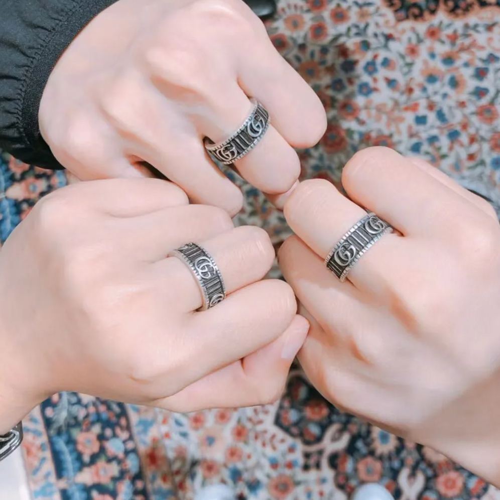 GUCCI グッチ リング ダブルG シルバー 銀 ブラック 黒 （551899-J8400-0811）