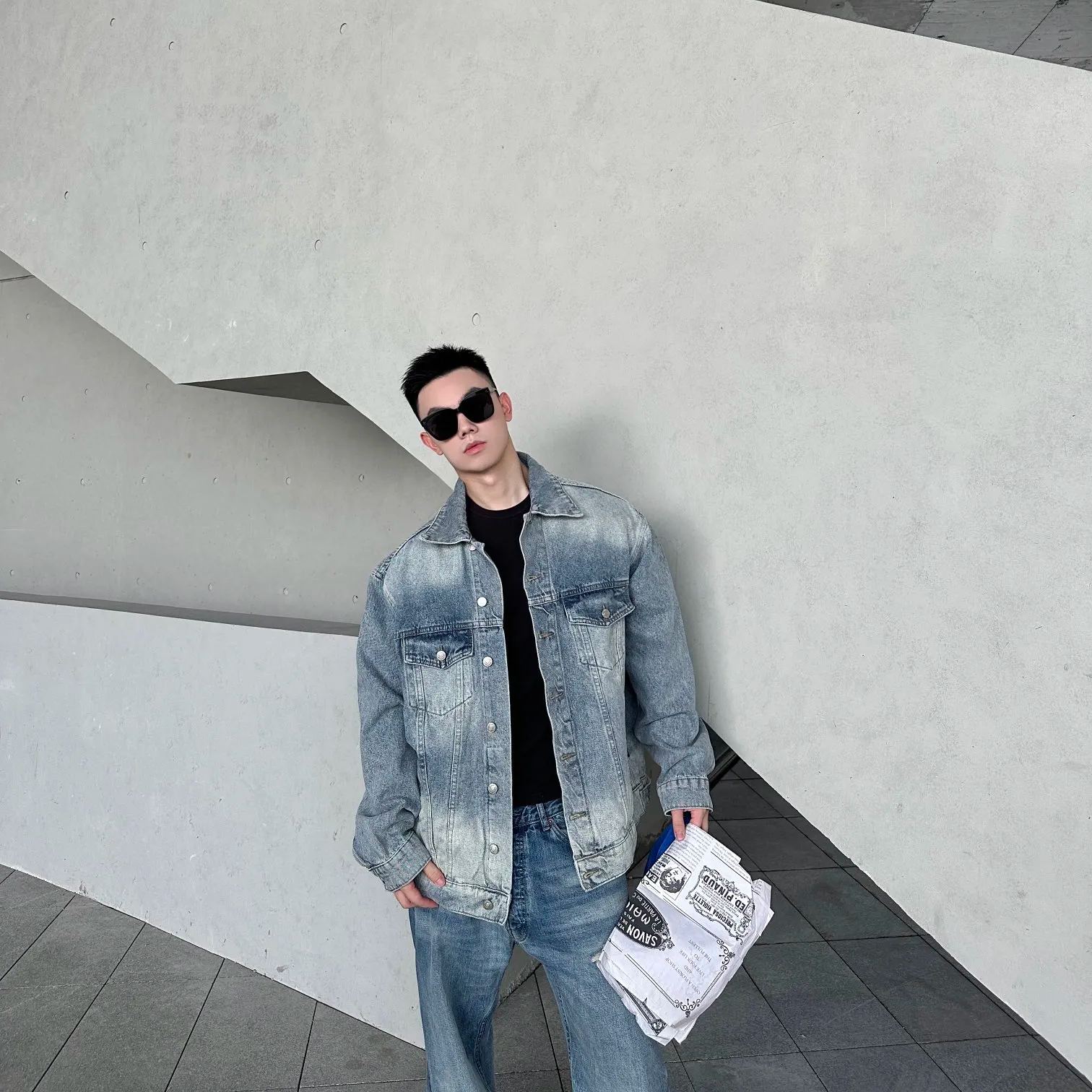 Balenciaga Inkjet Print Washed Jacket (783697THW254245-1）