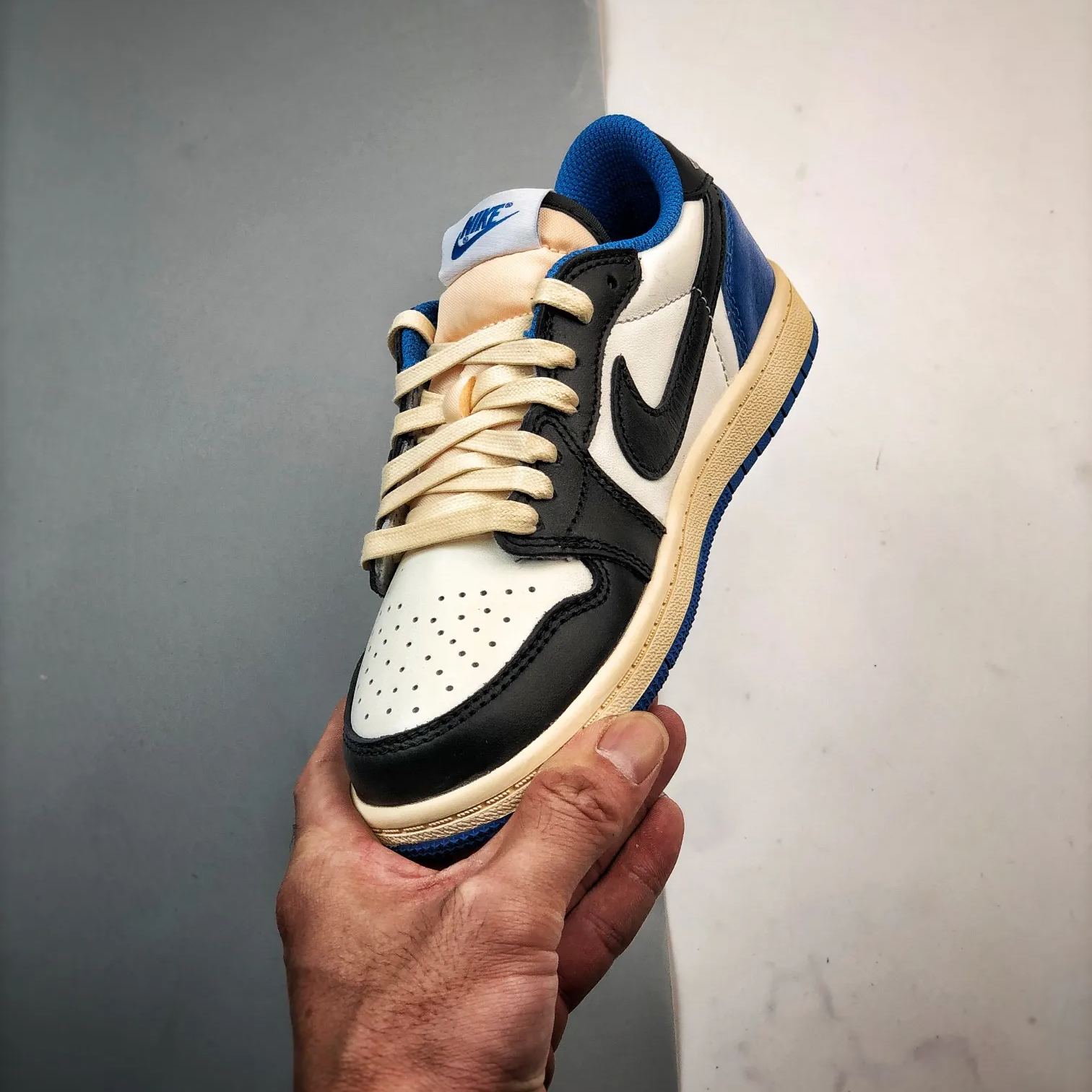 Travis Scott × Fragment × Nike Air Jordan 1 Low OG SP "Military Blue" (Kids)  (DM7866-142)