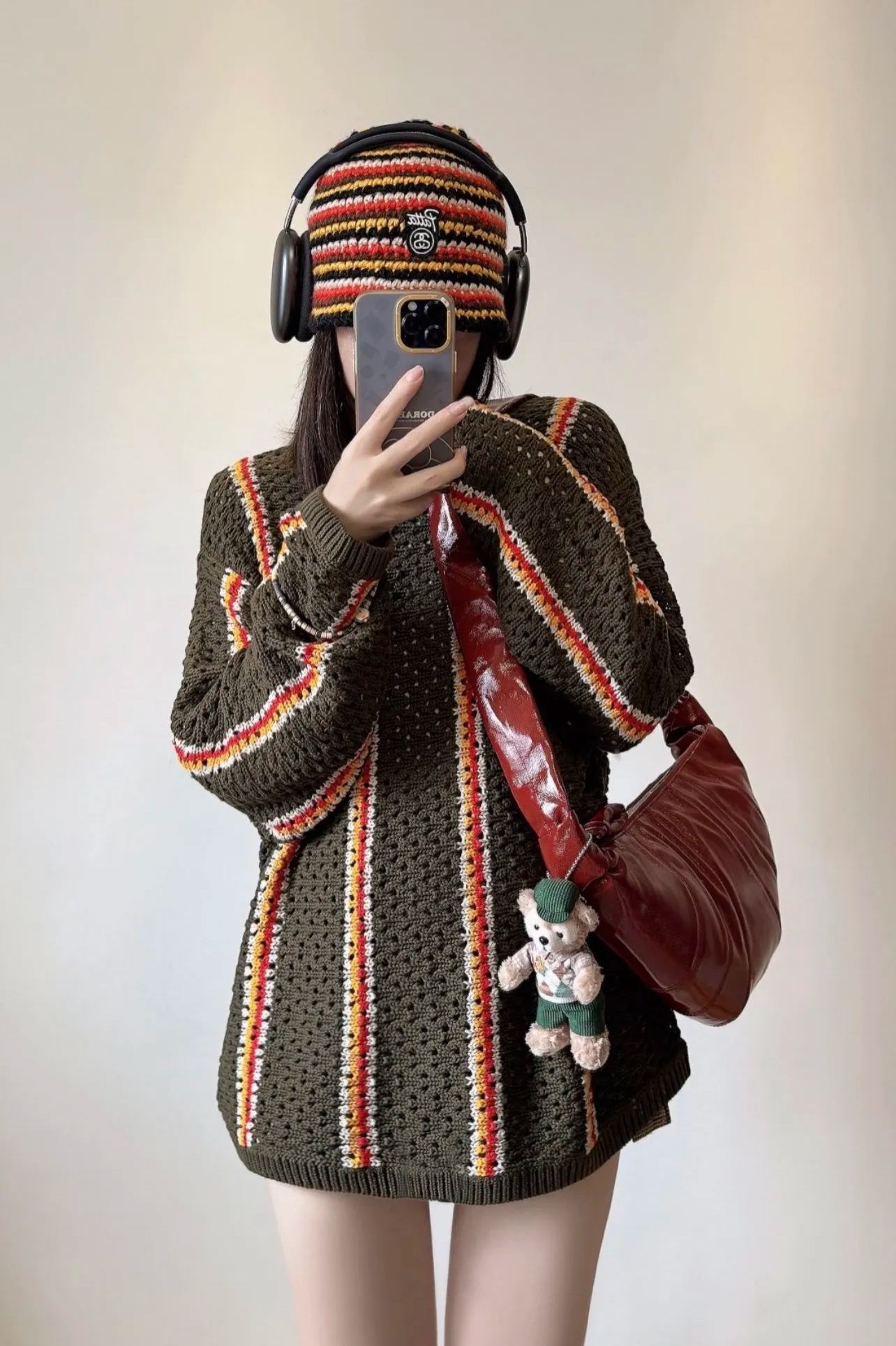 Stussy x Patta Stripe Loose Gauge Crewneck Sweater "Olive"（317012）