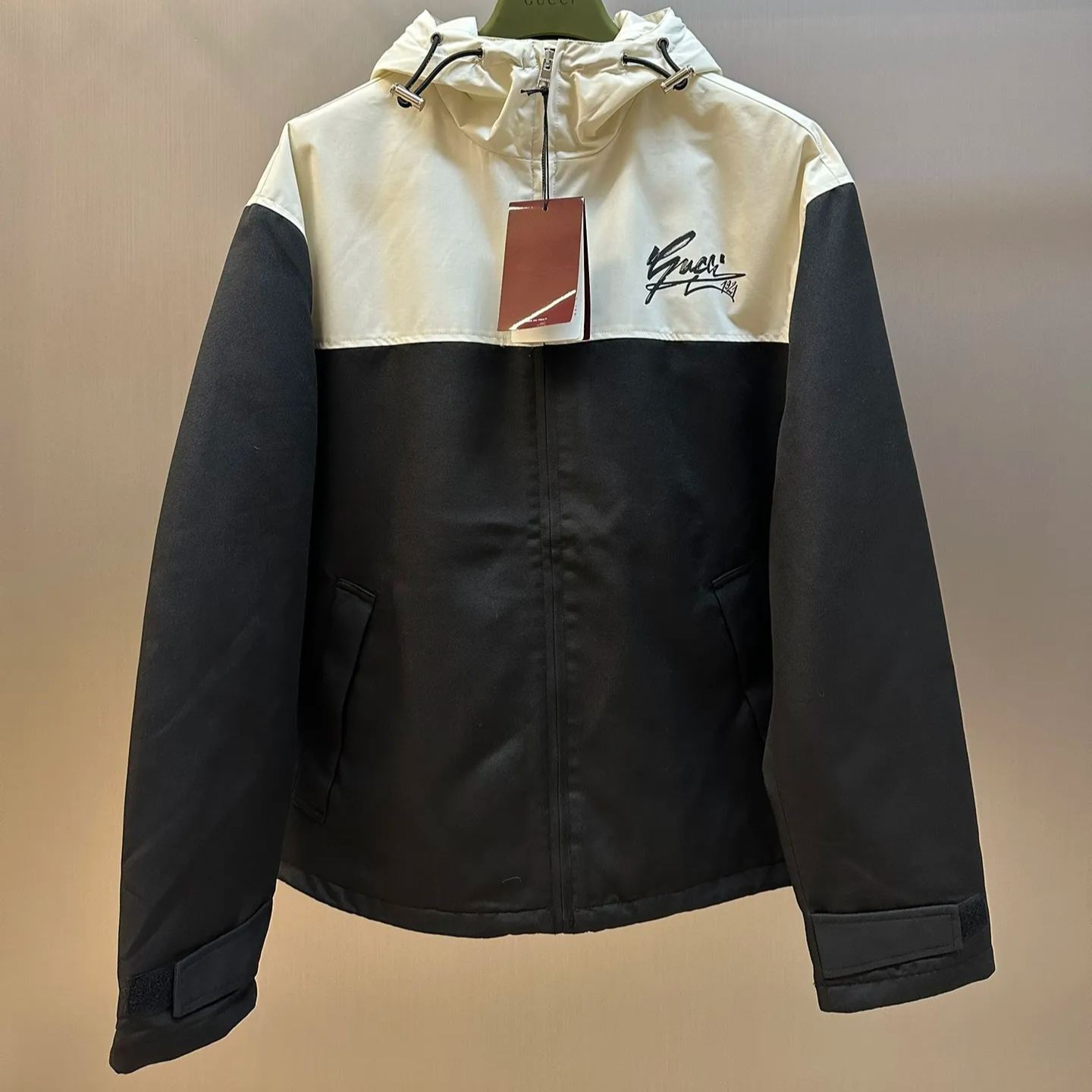 GUCCI Technical Cotton Canvas Hooded Jacket "Black/White"（787197-ZARAK-1043）