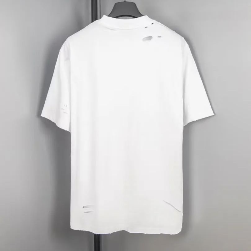 Balenciaga printed frayed holed T-shirt（123942）