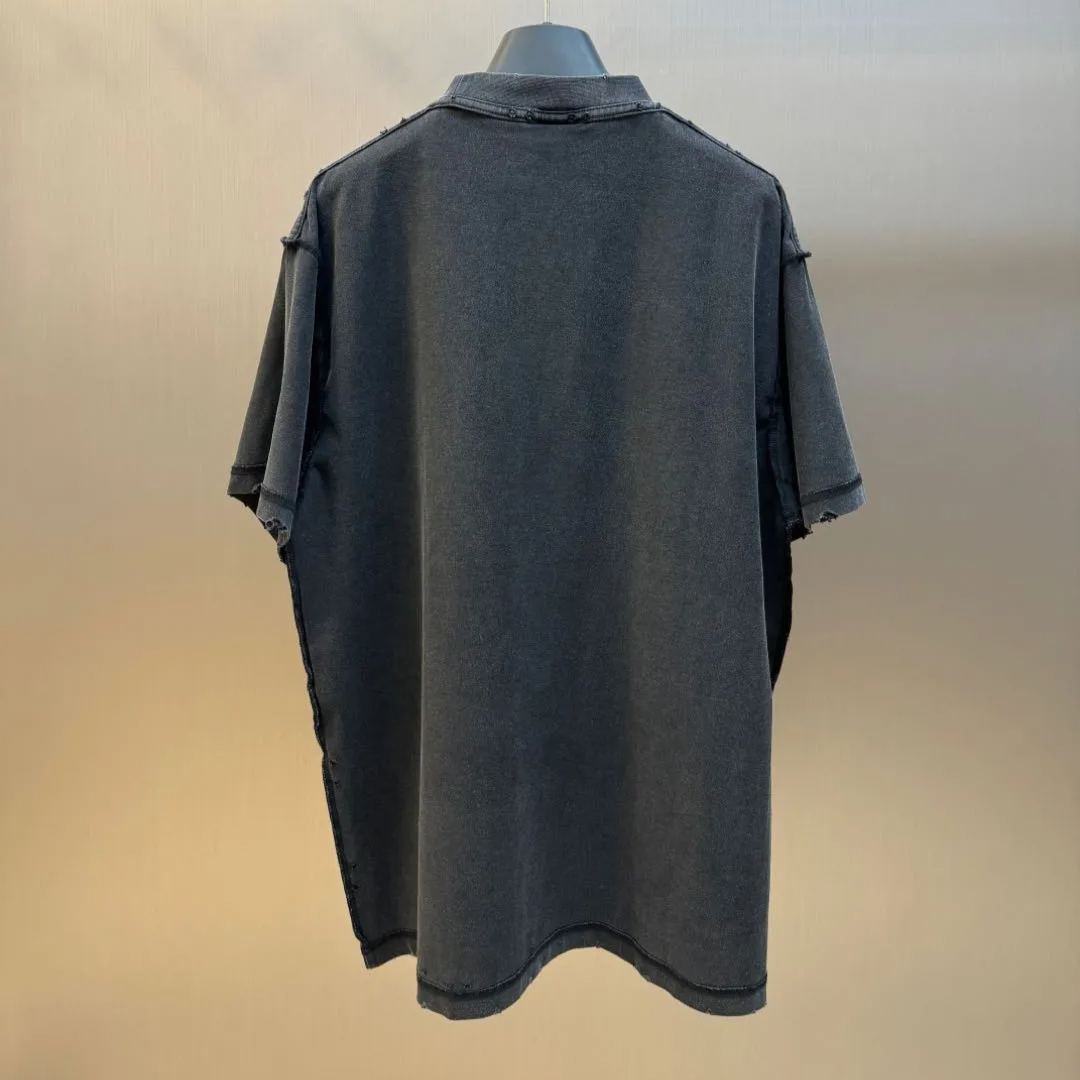BALENCIAGA Men's New Year Series 25 - Inside-Out T-Shirt Medium Fit "Washed Black"（822441TSVA21041）