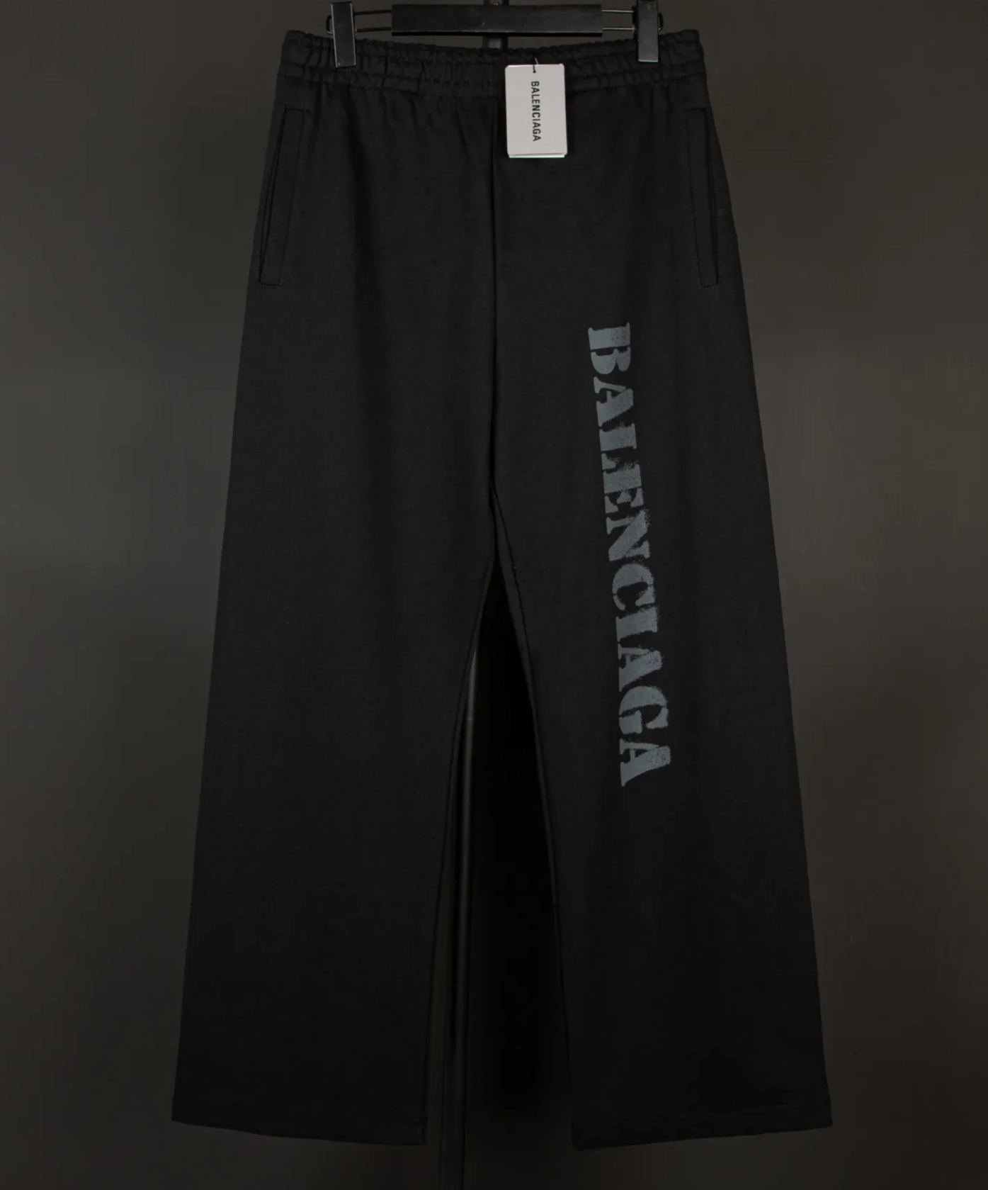 Balenciaga Stencil Type Baggy Sweatpants 'Black Grey'(771081TQVA41750）