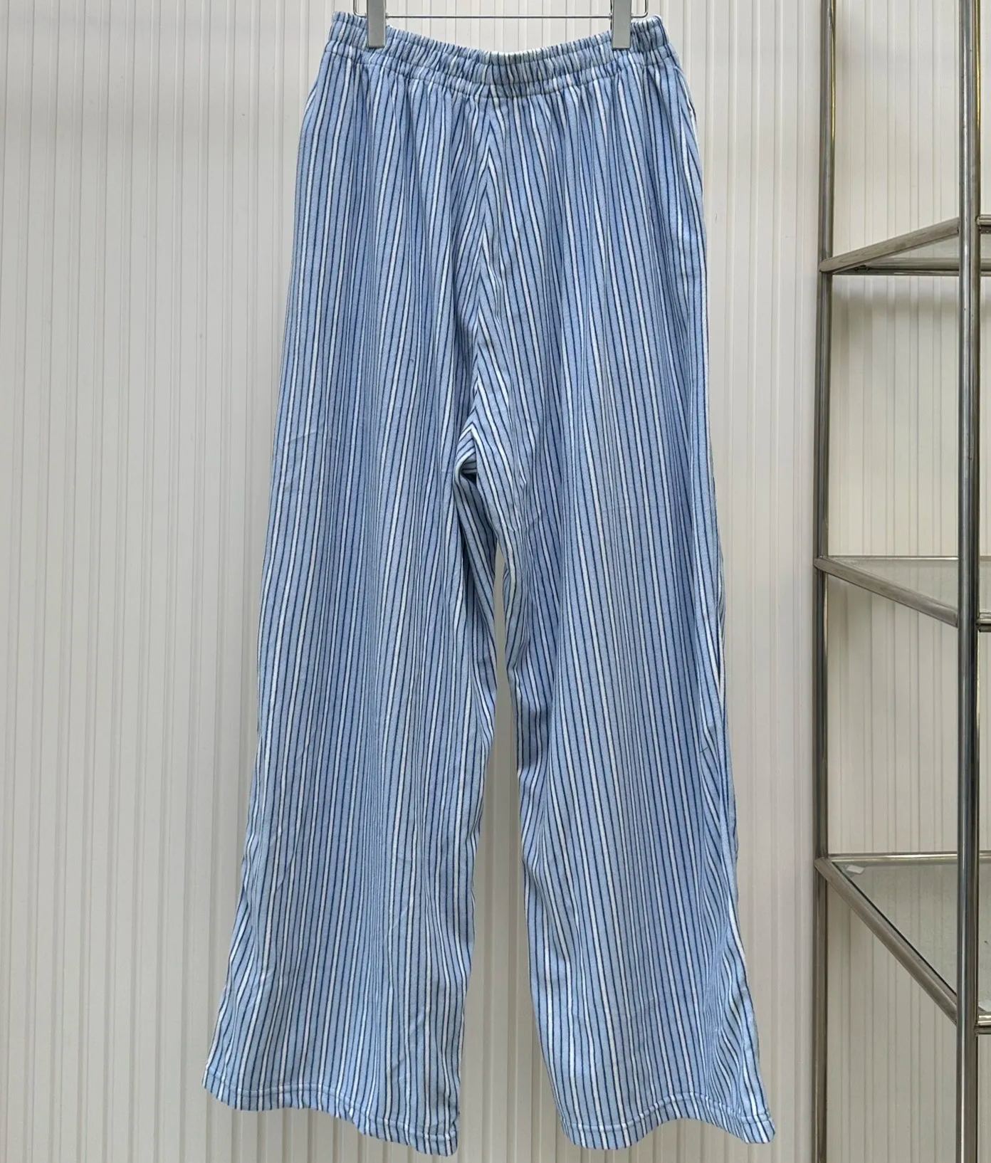 BALENCIAGA Large Pyjama Pants Striped Light Fleece "Light Blue/White/Dark Blue"（803403TQLF24202）