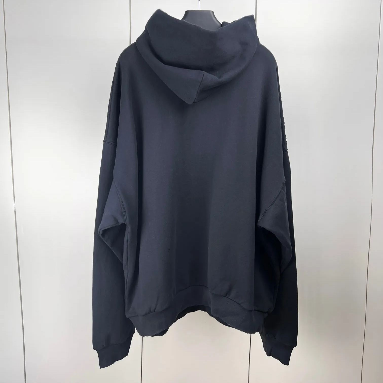 BALENCIAGA Men's 3B Liquified Hoodie Large Fit "Black/Gray" (803265TRVS91013）