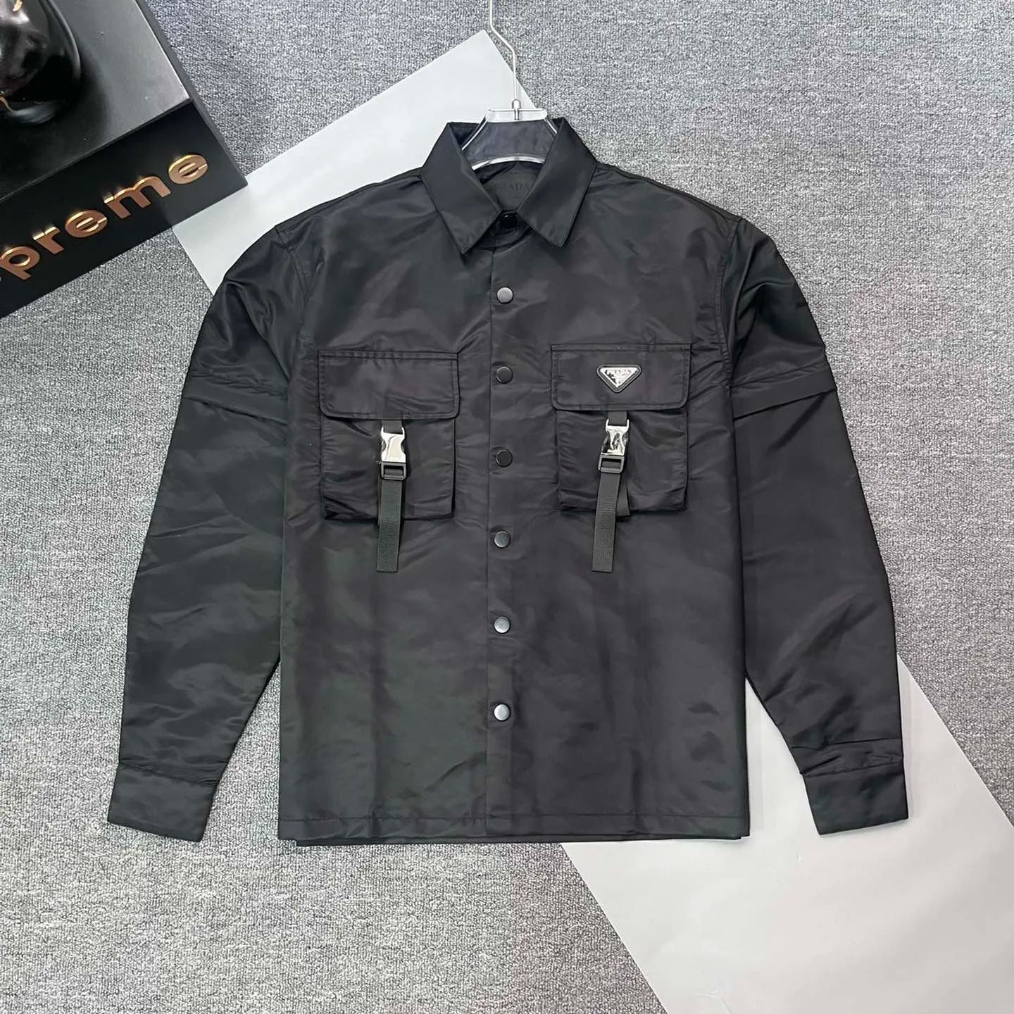 Prada Black Re-nylon Shirt (SC548-1WQ8-F0002-S-212）