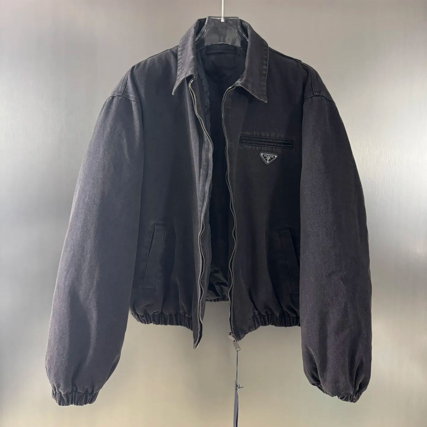PRADA Padded Denim Bomber Jacket (GEB268-142D-F0631-S-OOO）