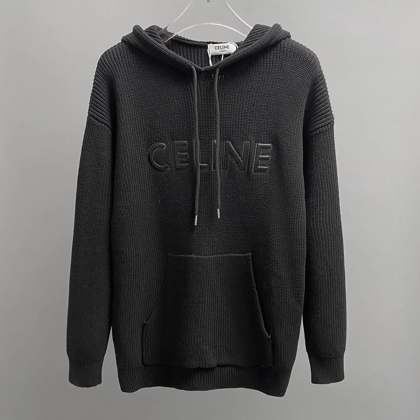 CELINE hooded sweater in monochromic wool (RY01K0ZPY-38NO）