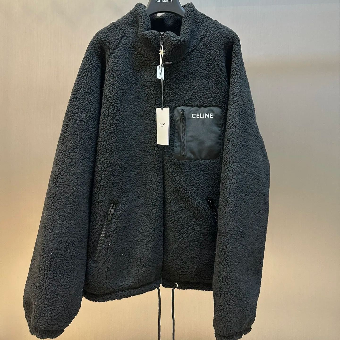 CELINE Hoodie Logo Black Hooded Jacket (2Y30H699M-38AW）