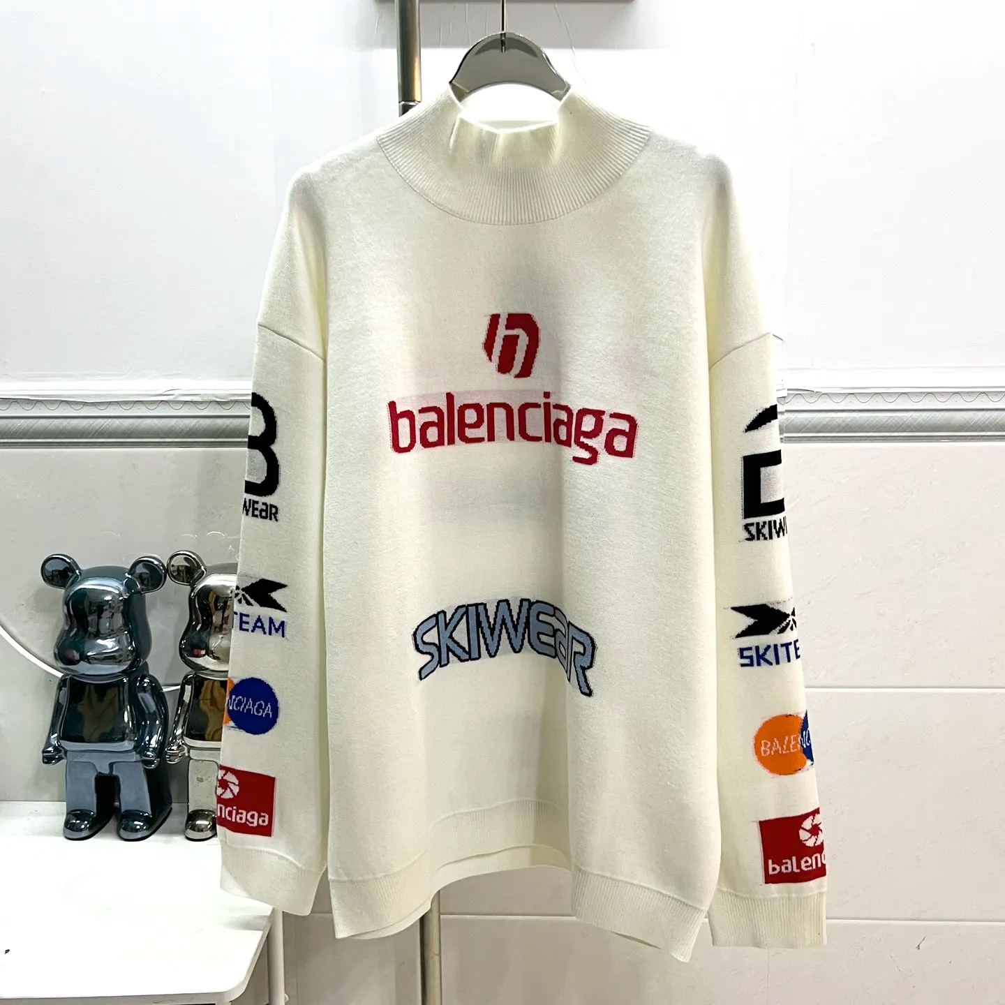 BALENCIAGA Men's Ski Long Sleeve Turtleneck in Black/Multicolor (799917T16962771）